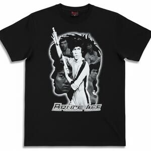 Vintage Bruce Lee Men's B&W Graphic T-Shirt Roman Liciam Karate Martial Arts S